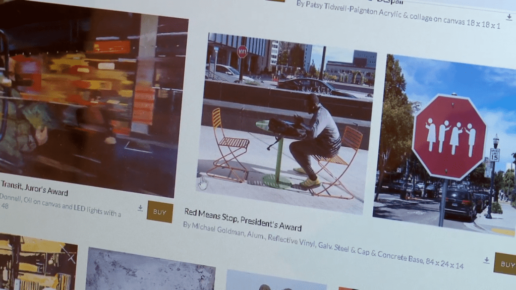 Image of an online gallery showcasing art works using high quality photographs of the art along with written text descriptions and links to larger images.